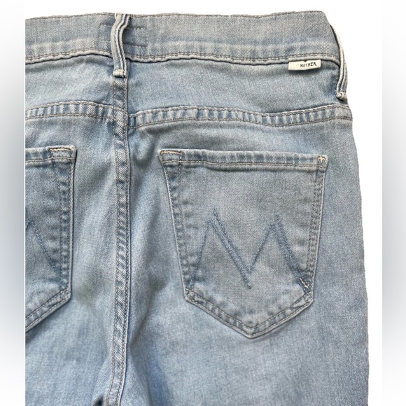 Mother Insider Crop Step Fray Kick Flare Jeans Hold My Hand Blue Mid Rise Sz 28 - Picture 4 of 14